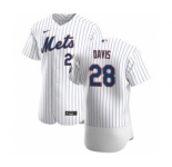Men's Nike New York Mets #28 J.D. Davis White Home 2020 Authentic Player Baseball Jersey
