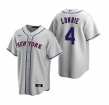 Men's Nike New York Mets #4 Jed Lowrie Gray Road Stitched Baseball Jersey