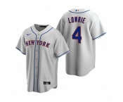 Men's Nike New York Mets #4 Jed Lowrie Gray Road Stitched Baseball Jersey