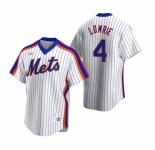 Men's Nike New York Mets #4 Jed Lowrie White Cooperstown Collection Home Stitched Baseball Jersey