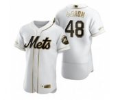 Men's Nike New York Mets #48 Jacob DeGrom White 2020 Authentic Golden Edition Baseball Jersey