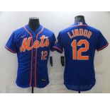 Nike Men's New York Mets #12 Francisco Lindor Blue Home Flex Base Authentic Collection Baseball Jersey