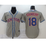Nike Men's New York Mets #18 Darryl Strawberry Grey Alternate Home Cool Base Baseball Jersey