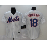 Nike Men's New York Mets #18 Darryl Strawberry White Alternate Home Cool Base Baseball Jersey
