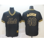 Nike Men's New York Mets #48 Jacob deGrom Authentic Black Gold Fashion Baseball Jersey