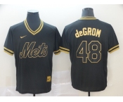 Nike Men's New York Mets #48 Jacob deGrom Authentic Black Gold Fashion Baseball Jersey