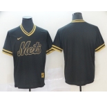 Nike Men's New York Mets Blank Authentic Black Gold Fashion Baseball Jersey