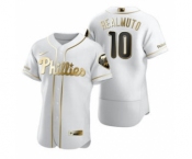 Men's Nike Philadelphia Phillies #10 JT Realmuto White 2020 Authentic Golden Edition Baseball Jersey