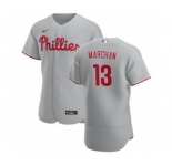 Men's Nike Philadelphia Phillies #13 Rafael Marchan Gray Road 2020 Authentic Player Baseball Jersey