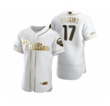 Men's Nike Philadelphia Phillies #17 Rhys Hoskins White 2020 Authentic Golden Edition Baseball Jersey
