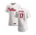 Men's Nike Philadelphia Phillies #17 Rhys Hoskins White Home 2020 Authentic Player Baseball Jersey