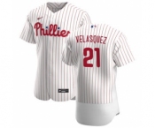 Men's Nike Philadelphia Phillies #21 Vince Velasquez White Home 2020 Authentic Player Baseball Jersey