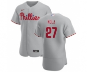 Men's Nike Philadelphia Phillies #27 Aaron Nola Gray Road 2020 Authentic Player Baseball Jersey