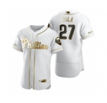Men's Nike Philadelphia Phillies #27 Aaron Nola White 2020 Authentic Golden Edition Baseball Jersey