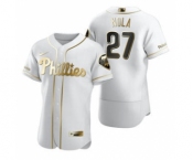 Men's Nike Philadelphia Phillies #27 Aaron Nola White 2020 Authentic Golden Edition Baseball Jersey
