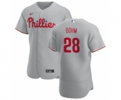 Men's Nike Philadelphia Phillies #28 Alec Bohm Gray Road 2020 Authentic Player Baseball Jersey
