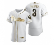 Men's Nike Philadelphia Phillies #3 Bryce Harper White 2020 Authentic Golden Edition Baseball Jersey