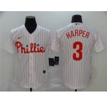 Men's Nike Philadelphia Phillies #3 Bryce Harper White Home Stitched Baseball Jersey