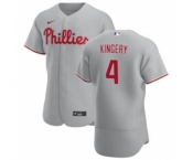 Men's Nike Philadelphia Phillies #4 Scott Kingery Gray Road 2020 Authentic Player Baseball Jersey