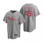 Men's Nike Philadelphia Phillies #45 Zack Wheeler Gray Road Stitched Baseball Jersey