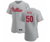 Men's Nike Philadelphia Phillies #50 Hector Neris Gray Road 2020 Authentic Player Baseball Jersey