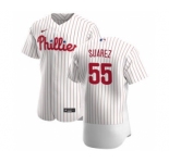 Men's Nike Philadelphia Phillies #55 Ranger Suarez White Home 2020 Authentic Player Baseball Jersey