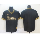 Men's Nike Philadelphia Phillies Blank Black Gold Authentic Stitched Baseball Jersey