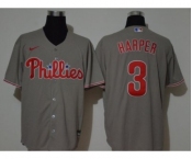 Men's Nike Phillies #3 Bryce Harper Gray 2020 Baseball Jersey