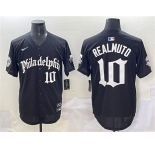 Men's Philadelphia Phillies #10 J.T. Realmuto Black Gothic Vapor Limited Stitched Jersey