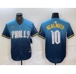Men's Philadelphia Phillies #10 JT Realmuto Blue 2024 City Connect Limited Stitched Jersey