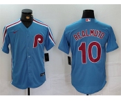 Men's Philadelphia Phillies #10 J.T. Realmuto Blue Cool Base Stitched Jersey