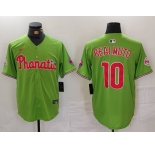 Men's Philadelphia Phillies #10 JT Realmuto Green With Patch Stitched Cool Base Nike Jersey