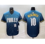 Men's Philadelphia Phillies #10 JT Realmuto Number Blue 2024 City Connect Limited Stitched Jersey