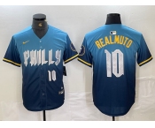 Men's Philadelphia Phillies #10 JT Realmuto Number Blue 2024 City Connect Limited Stitched Jersey