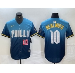 Men's Philadelphia Phillies #10 JT Realmuto Number Blue 2024 City Connect Limited Stitched Jerseys