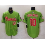 Men's Philadelphia Phillies #10 JT Realmuto Number Green With Patch Stitched Cool Base Nike Jersey