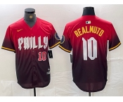 Men's Philadelphia Phillies #10 JT Realmuto Red 2024 City Player Number Cool Base Jerseys