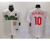 Men's Philadelphia Phillies #10 J.T. Realmuto White Green Cool Base Stitched Jerseys