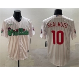 Men's Philadelphia Phillies #10 J.T. Realmuto White Phanatic Cool Base Stitched Jersey