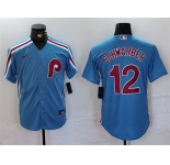 Men's Philadelphia Phillies #12 Kyle Schwarber Blue Cool Base Stitched Jersey
