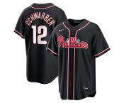 Men's Philadelphia Phillies #12 Kyle Schwarber Fashion Black Out Stitched Baseball Jersey