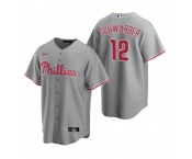 Men's Philadelphia Phillies #12 Kyle Schwarber Gray Cool Base Stitched Jersey