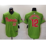 Men's Philadelphia Phillies #12 Kyle Schwarber Number Green With Patch Stitched Cool Base Nike Jersey