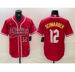 Mens Philadelphia Phillies #12 Kyle Schwarber Red 2024 City Connect Limited Stitched Jersey