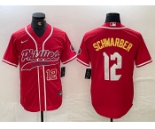 Men's Philadelphia Phillies #12 Kyle Schwarber Red 2024 City Connect Limited Stitched Jerseys