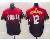 Men's Philadelphia Phillies #12 Kyle Schwarber Red 2024 City Cool Base Jersey