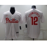 Men's Philadelphia Phillies #12 Kyle Schwarber White Cool Base Stitched Jersey