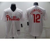 Men's Philadelphia Phillies #12 Kyle Schwarber White Cool Base Stitched Jersey