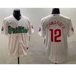 Men's Philadelphia Phillies #12 Kyle Schwarber White Phanatic Cool Base Stitched Jersey