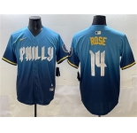 Men's Philadelphia Phillies #14 Pete Rose Blue 2024 City Connect Limited Stitched Jersey